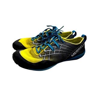 Merrell Barefoot Running Trail Shoes Vibram Black Blue Green Mens Size 10 J06271